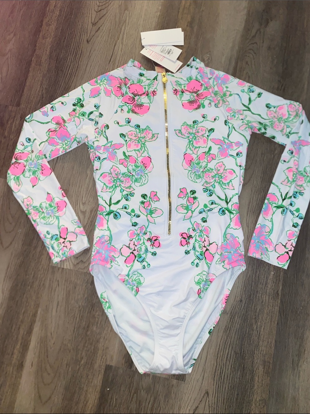 Lilly Pulitzer Randee Rashguard Swimsuit in Orchids on the Avenue NWT - Size 12